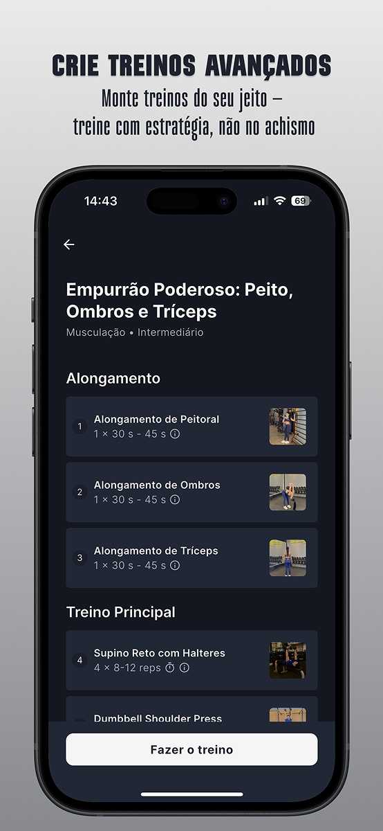 Interface do Endor Fitness para atletas independentes - Tela 1